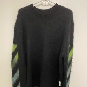 Off-White Black and Green Mohair Diag Crewneck